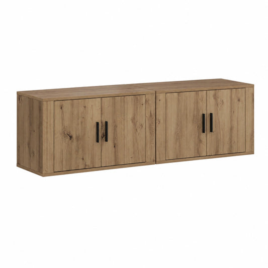 Meuble TV, 2 pièces, avec rangement, avec étagères, avec portes, en chêne, 80 x 34,5 x 40 cm, pour le salon
